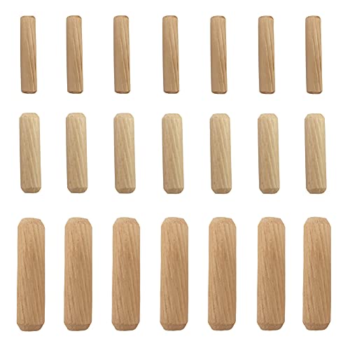21pcs Wooden Dowels Assorted M6 M8 M10 Hard Wood Grooved Plugs Furniture Woodwork Grooved Fluted Pin Craft for Grooved Fluted, Craft, DIY, Carpentry Medsuo