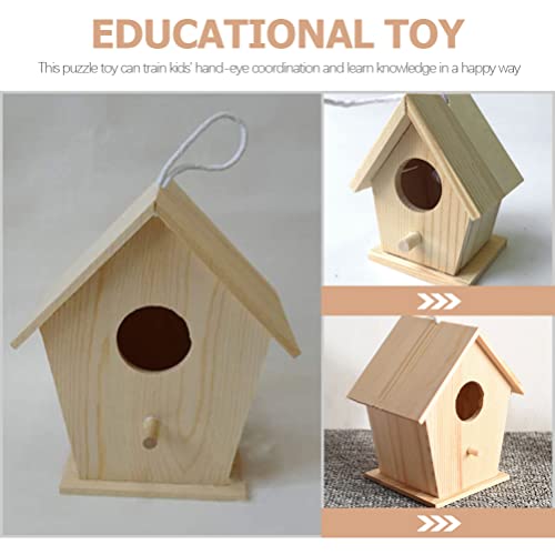 Toddmomy Kids Outdoor Toys Unfinished Wood Hanging Birdhouse Kit 2 Sets Unpainted Bird Houses to Paint for Arts DIY Craft Outdoor Playset Toddmomy