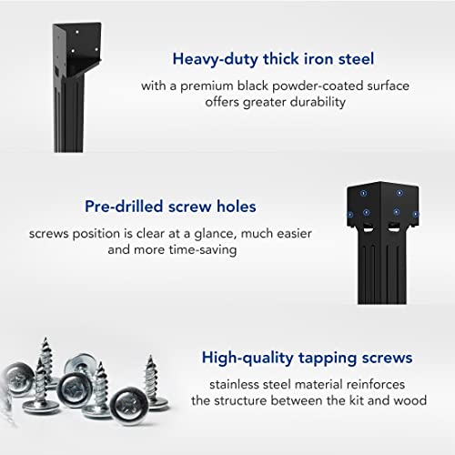 FLEXIMOUNTS Universal Steel Workbench Kit 5 Legs L Shaped Heavy Duty Work Bench for Garage Storage Shelving Workbenches Frame Black Customizable Work FLEXIMOUNTS