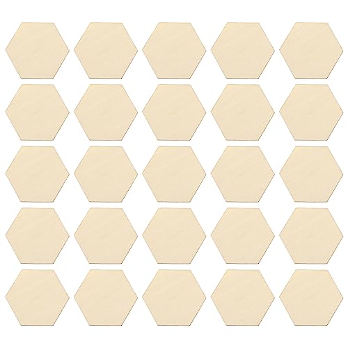 Decoraciones para Salas De Casa Hexagon 50Pcs Wooden Hexagon Pieces Unfinished Hexagon Cutout Christmas DIY Craft Supplies Decorations Ornaments 60MM Milisten