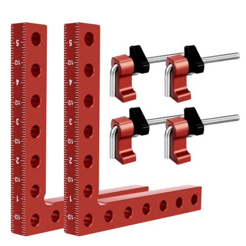 90 Degree Cabinet Clamp, 5.5" x 5.5"(14 x 14cm) Aluminum Alloy Right Angle square Corner Clamps for Woodworking Tools, Drawers, Picture Frame (2pack) SOSERIVD