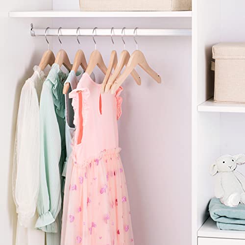 Nature Smile 20 Pack Unfinished/Natural Kids Baby Children Toddler Wooden Shirt Dress Coat Hangers with No Painting - 360°Stronger Anti-Rust Chrome Nature Smile
