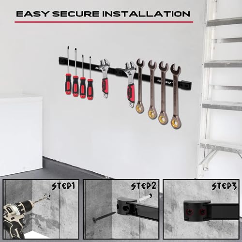 Magnetic Tool Holder Storage Organizer: 7-Piece Garage Wall Mount Rack Organization Strip Power Magnet Organizers Mounted Workbench Board Slatwall SEDY