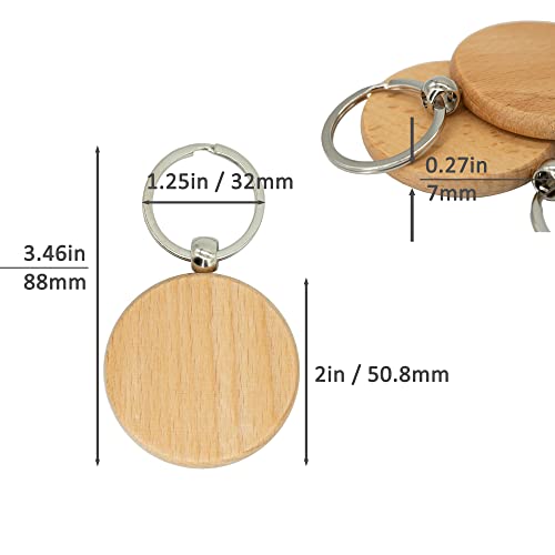 2 Inch Round Wood Engraving Blanks Wood Blanks Blank Wooden Key Tag 20 Pack WoodArtSupply