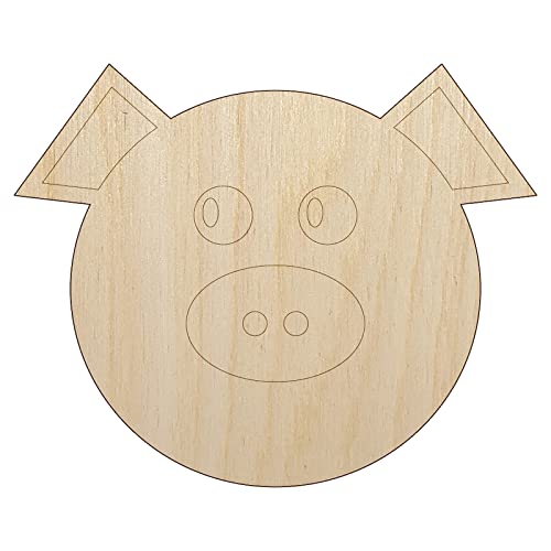 Cute Pig Face Unfinished Wood Shape Piece Cutout for DIY Craft Projects - 1/8 Inch Thick - 6.25 Inch Size Sniggle Sloth