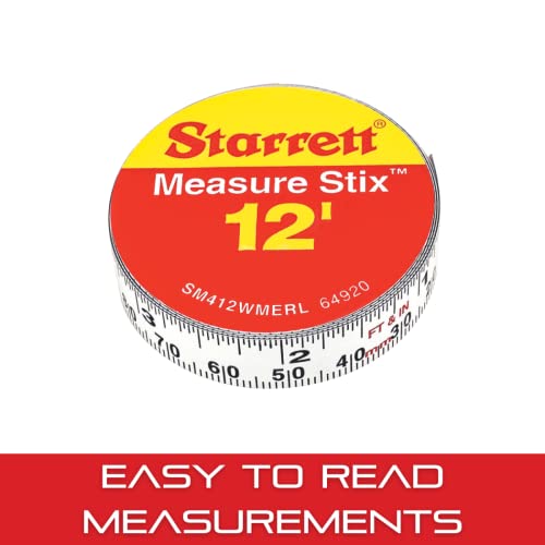 Starrett Tape Measure Stix with Adhesive Backing - Mount to Work Bench, Saw Table, Drafting Table - 1/2" x 12', English Metric, Right-Left Reading - Starrett