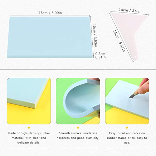 Swpeet 24Pcs Block Printing Starter Tool Kit, Rubber Stamp Carving Blocks, Ink Roller, Carving Tools, Gloves, Tracing Papers and Ink Mixing Tray for Swpeet