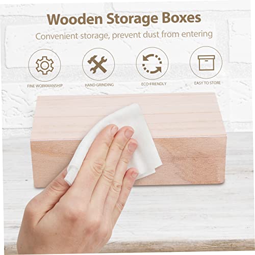 VOSAREA 2 Sets 2pcs Solid Wood Storage Box Makeup Organizer Unfinished Jewelry Organizer for Women Sundries Container Retro Style Container Treasure VOSAREA