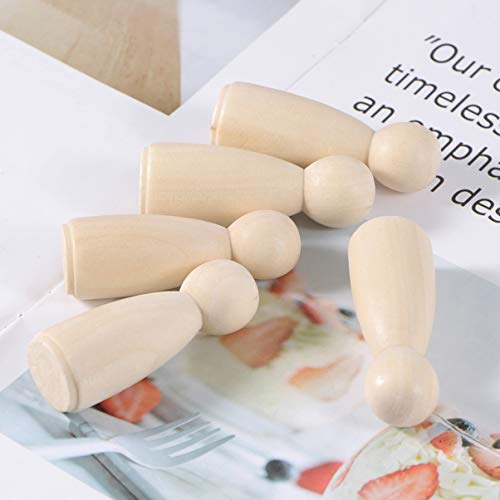 Kisangel 20pcs DIY Peg Doll Angel Wood Bodies Unfinished Wooden Peg People for Crafting People Shapes for Arts and Crafts 65mm Kisangel