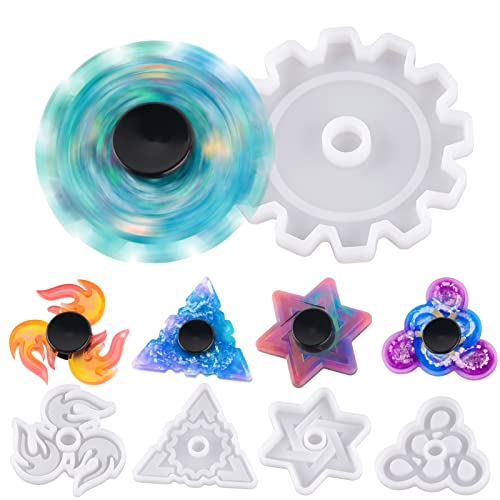 NiArt Fidget Finger Spinner DIY Epoxy Resin Casting Silicone Mold Kit 5 Molds with 10 Bearings Set, Stress Reliever Hand Fidget Toy Gift for Kids and NiArt