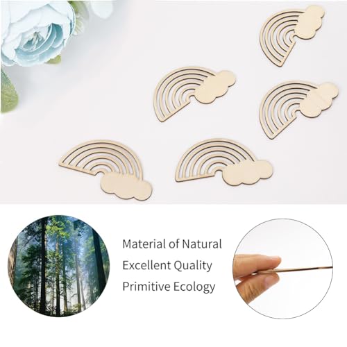 GORGECRAFT 30PCS Rainbow Wood Cutout Unfinished Wooden Unfinished DIY Crafts Hanging Ornaments Cloud Discs Slices for Home DIY Projects Wedding GORGECRAFT