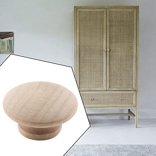 Murtenze 10 Pack 1-1/2 Inch Wood Knobs Unfinished Round Mushroom Shape Wooden Cabinet Pulls Handles Drawer Knobs Dresser Knobs for Drawer Dresser Murtenze