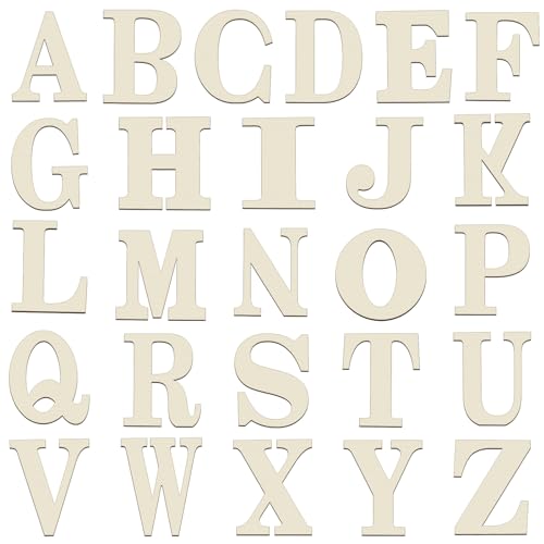Soaoo 52 Pieces 8 Inch Unfinished Blank Wooden Letters Surface Big Wooden Alphabet Letters for Painting, DIY Projects, Tabletop, Home Wall Decor, Soaoo