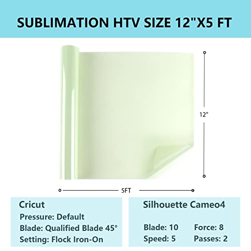 HTVRONT Sublimation HTV for Dark Fabric/Light Fabric - Glossy Sublimation Vinyl 12" X 5FT - Sublimation Blanks for Sublimation Shirts/Bag/Hat/Pillow HTVRONT