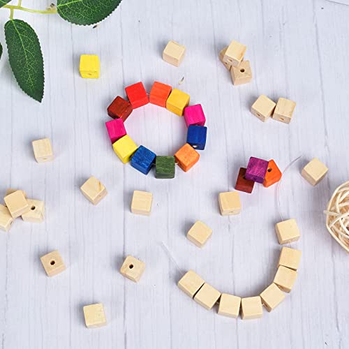 Supkiir Wood Craft Cubes, 100Pcs Wooden Craft Blocks with Holes, Unfinished Wood Cubes for DIY Projects Craft Alphabet Blocks, Small Wooden Square Supkiir