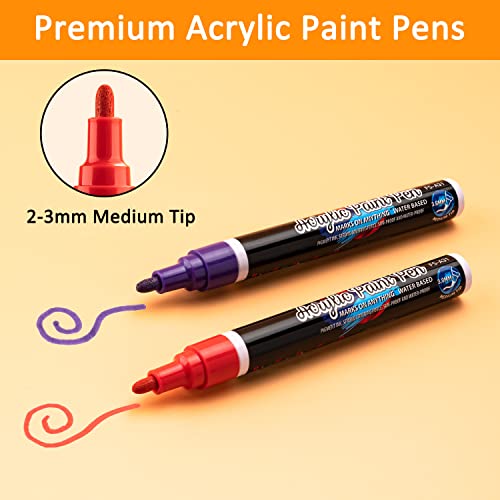 IJIANG Bundle Acrylic Paint Markers Set, 24 Pack Acrylic Paint Pens & 12 Pack Acrylic Painting Marker Pens IJIANG