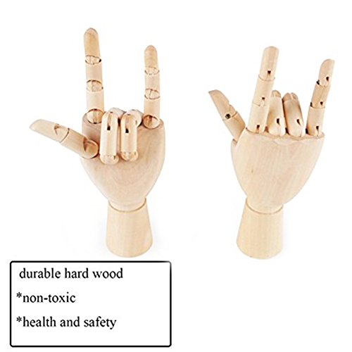 Greatstar 12" Art Mannequin Hand,Wooden Flexible Left/Right Hand for Home Office Desk Joints Kids Children Toys Gift For Drawing, Sketching, Painting Greatstar
