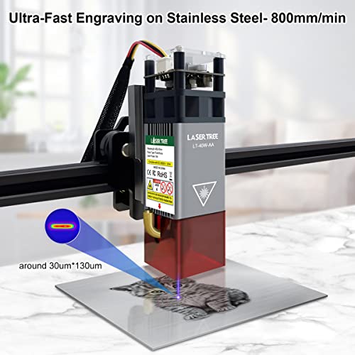 LASER TREE 40W Laser Module, 5W Optical Output Power Laser Cutter Module w/Metal Air Assist, Compatible with Laser Engraver Laser Cutter Machines LASER TREE