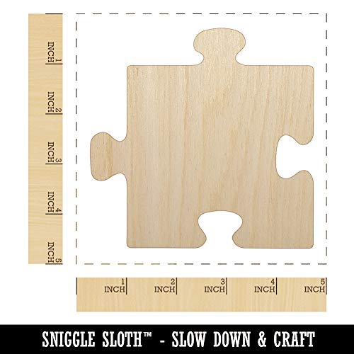 Puzzle Piece Solid Unfinished Wood Shape Piece Cutout for DIY Craft Projects - 1/4 Inch Thick - 4.70 Inch Size Sniggle Sloth