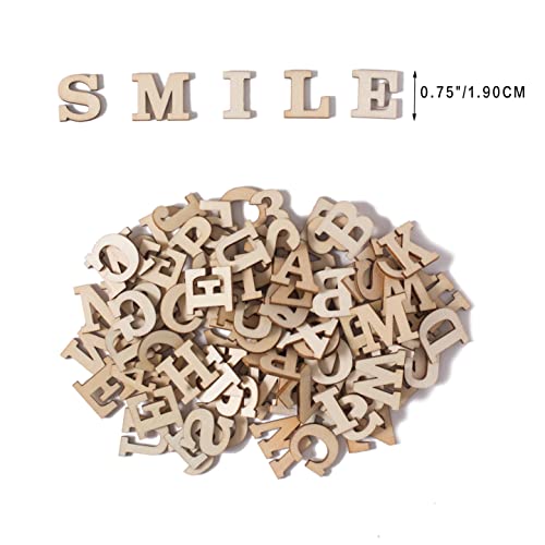 296 Pieces 0.75" Inch Mini Unfinished Wood Alphabet Letters and Wooden Numbers Blank Letters for Homemade Arts DIY Project Cregugua
