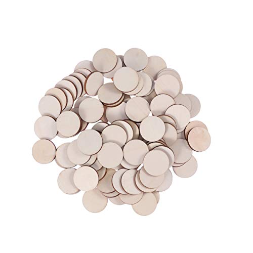 BESPORTBLE 100pcs Pieces DIY Wooden Slices Wood Log Slice Unfinished Wooden Slices Wood predrilled Unfinished Wood Circle Wooden Craft Shapes Wood BESPORTBLE