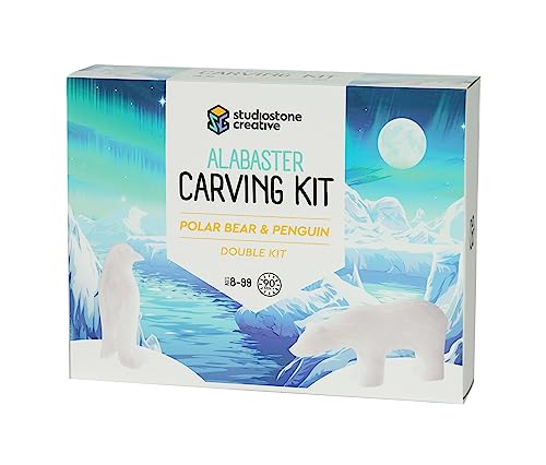 Studiostone Creative DIY Arts & Crafts Carving Kit Kids Adults Polar Bear & Penguin Alabaster Sculpture Soapstone STUDIOSTONE CREATIVE