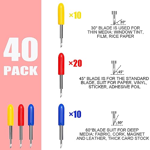 THANMAO 40 Pcs Replacement Blades Compatible with Explore Air 2/Air 3 /Maker/Maker 3 Cutting Machines - includ 10PCS Fine-Point Blades, 20PCS THANMAO