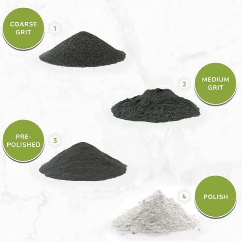 Polly Plastics Rock Tumbler Grit and Polish Refill Media Kit | 4-Steps Supplies for Tumbling and Polishing Stones and Gems | Professionals Adults and Polly Plastics