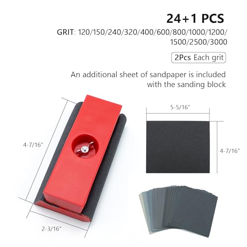 SCOTTCHEN Hand Sanding Blocks Auto Body, 25pcs Sandpaper Woodworking Furniture Sander Hand Tool, Grit 120 to 3000 SCOTTCHEN
