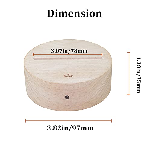 HYNNIO 4 Pack 3D Led Night Light Lamp Base, 3D Wood Light Base, Includes Remote Control, Charger Cable, Adjustable 7 Colors Lights Base HYNNIO