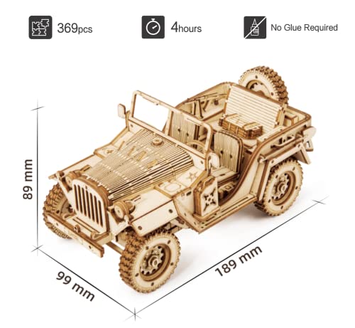ROKR 3D Wooden Puzzle Army Field Car Model - DIY Mechanical Vehicle Kit for Adults and Kids ROKR