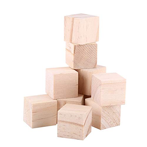 10pcs Wood Cubes, 25mm/0.98inch Wood Square Blocks Cubes Woodwork Craft Accessary for Puzzle Making, Crafts, and DIY Projects. Ciglow