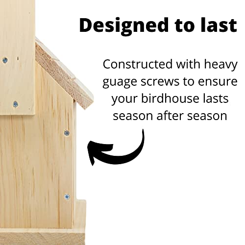 Alpine Woods Bird House - Bird Houses for Outside β Handmade Bluebird House β 9"x 6"x 6" Bluebird Houses - Wooden Bird House with Clean-Out Door and ALPINE WOODS