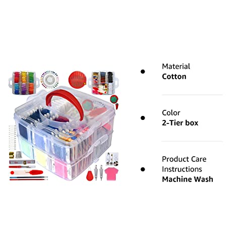 QCZKB 188 Embroidery Floss Set Including Cross Stitch Threads Friendship Bracelet String with 2-Tier Transparent Box, Floss Bobbins and Cross Stitch QCZKB