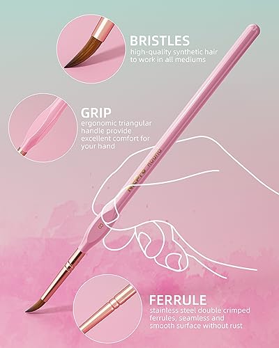 Nicpro 10PCS Micro Fine Detail Paint Brush Set, Macaron Pastel Small Miniature Fine Tip Detail Brushes Kit for Acrylic Oil Watercolor, Craft, Models, Nicpro