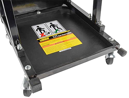 JEGS Mechanic Seat and Step Stool | 300 LBS Capacity | Padded Seat | Black Logo | Heavy-Duty Construction | Comfortable and Ergonomic Design | JEGS