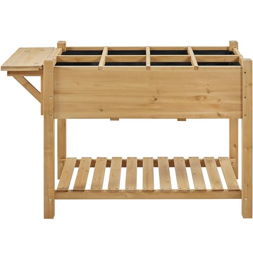 Yaheetech 49x22x32in 8 Pockets Horticulture Raised Garden Bed Elevated Wood Planter Box Stand with Foldable Side Table and Storage Shelf for Yaheetech