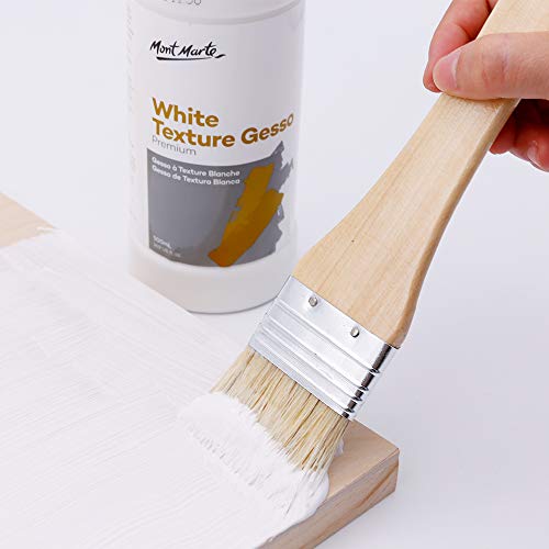 MONT MARTE Premium White Texture Gesso 16.9oz (500ml), Suitable for Acrylic Paint, Oil Paint, Color Pencils, Pastels, Graphite and Charcoal MONT MARTE