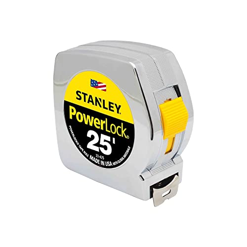 Stanley 33425 Powerlock II Power Return Rule, 1-Inch x 25ft, Chrome/Yellow Stanley