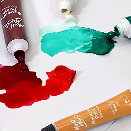 MONT MARTE Signature Gouache Paint, 24 x 0.4oz (12ml), Semi-Matte Finish, 24 Colors, Suitable for use with Canvas, Watercolor Paper, Watercolor MONT MARTE