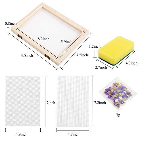 Eage Paper Making Screen Frame, A5 Size 7.5 x 9.8 Inch Wooden Papermaking Mould Kit for DIY Paper Craft and Dried Flower Handcraft Eage