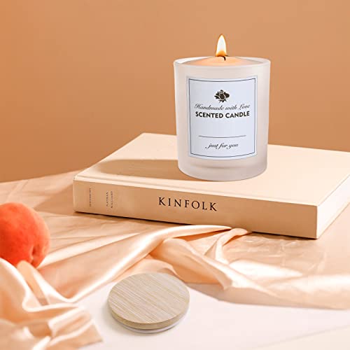 CONNOO 12Pack 10 oz Frosted Glass Candle Jars with Bamboo Lids for Making Candles Empty Candle Tins with Wooden Lids, Bulk Clean Candle Containers - CONNOO