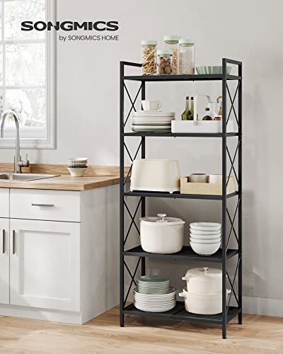SONGMICS 5-Tier Metal Storage Rack, Shelving Unit with X Side Frames, Dense Mesh, 12.6 x 23.6 x 57.3 Inches, for Entryway, Kitchen, Living Room, SONGMICS