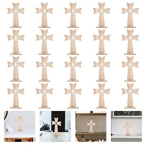PRETYZOOM 60 pcs Holiday Decorations Wood Jesus Cross Wood Crosses for Crafts Unfinished Cutout Remembrance Ornament Tabletop Cross Holy Cross Table PRETYZOOM