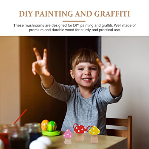 VICASKY 18pcs Unfinished Wood Mushrooms Large Wood Mushrooms Big Wood Mushrooms Ornaments Unfinished Wooden Mushroom Toy Set Mushrooms Unpainted Wood VICASKY