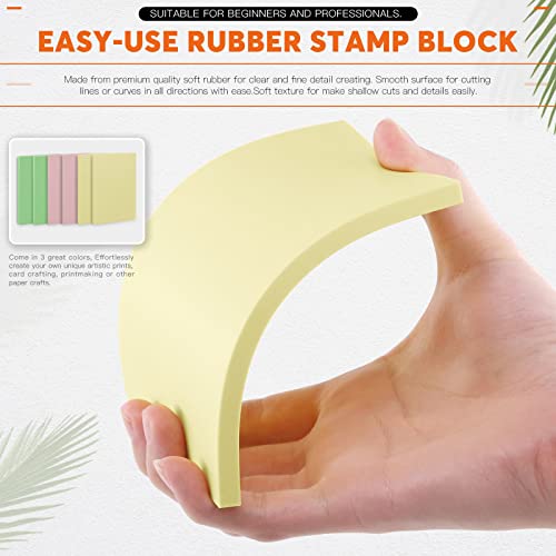 Rustark 12Pcs Rubber Stamp Making Kit with Stamp Block, Rubber Brayer Roller,Rubber and Wood Carving Cutting Tool, Block Printing Starter Tool Kit Rustark