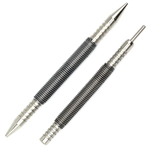 WHLLING 2-Piece Dual Head Nail Setter and Hinge Pin Punch Set, Hammerless 1/32″& 1/16″Spring Nail Set, 5000 PSI Striking Force Door Pin Removal Tool WHLLING