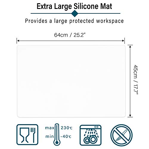 Gartful Extra Large Transparent Silicone Mat, Countertop Protector, 25.2 x 17.7 inches Silicone Sheet for Crafts Resin Jewelry Casting Mat Pad Gartful