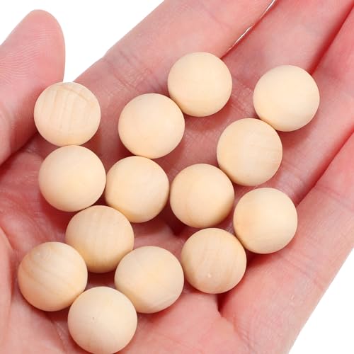 KALLORY Unfinished Wooden Round Balls, 100pcs Natural Small Wood Balls 12mm Gnome Gnome Noses Loose Wooden Beads for DIY Crafts Jewelry Making Art KALLORY