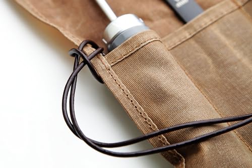 ironcube Tool Roll Tool Pouch, 6 Pocket Tool Storage Bag, Storage for Hand Tools, Gardening Tools, and Woodworking Tools. (Brown) ironcube